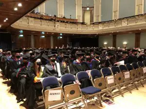 Graduands waiting for graduation to begin